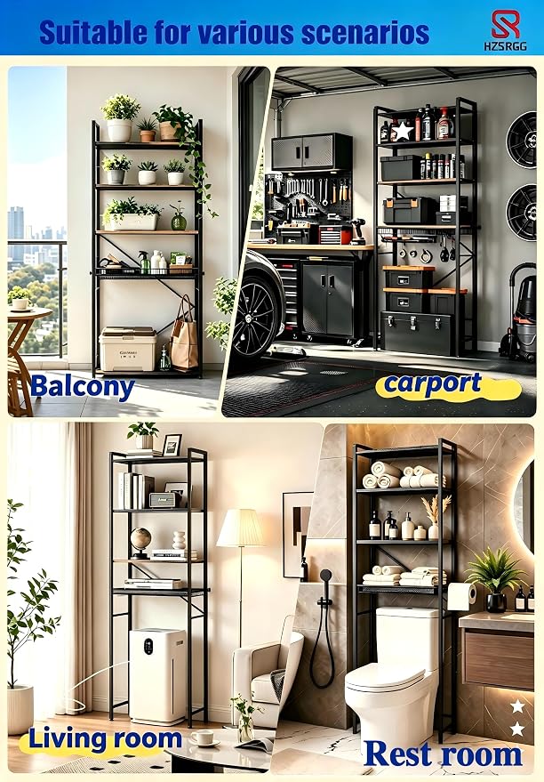 Pre-Welded Over The Toilet Storage Cabinet, 4-Tier 3-Screw Quick Install Bathroom Organizer, No Handyman Required, Laser Welding, eco-Friendly Paint Coating.（Black） - Image 3