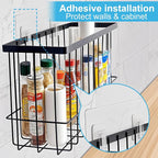 Cabinet Door Organizer Basket 2 Pack, Foil and Plastic Wrap Organizer with 2 Sponges, Lid Organizers Inside Cabinet, Metal Basket for Kitchen Organizers and Storage, Utility, Black (Medium,Large) - Image 3