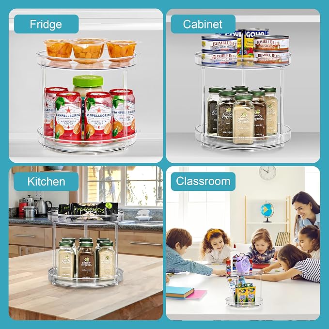 Sorbus Lazy Susan Organizer, Clear Turntable Organizer (2 Tiered) - Image 5