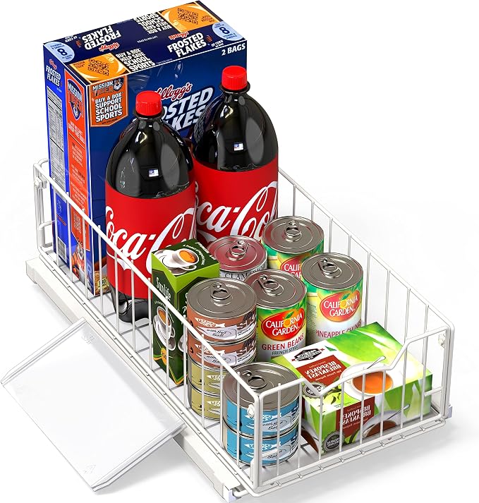 Simple Houseware Pull-Out Cabinet Sliding Basket, 17.2Dx9.7Wx5H, White - Image 7
