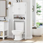 UTEX Over The Toilet Storage Cabinet, White Bathroom Organizer with Doors - Image 7