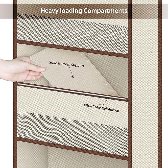Univivi Fabric Over Door Hanging Organizer for Baby Nursery, Beige, 6-Shelf - Image 5