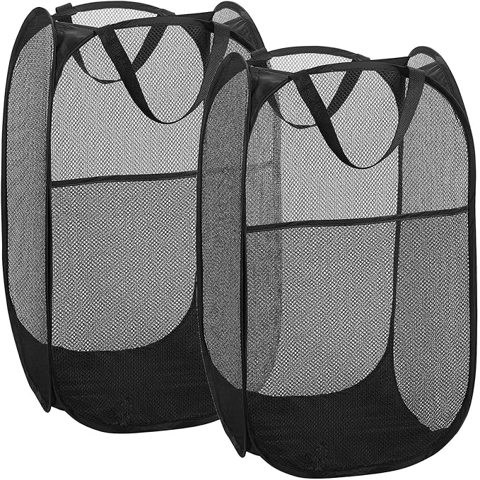 2 pop-up Laundry Hamper，Foldable mesh Laundry Baskets (Each with 2 Reinforced Handles)… by BENJUNC