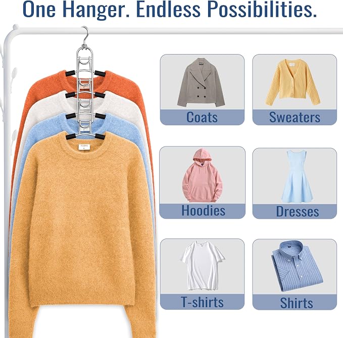 Clothes Hangers Space Saving, Newly Upgraded Detachable Shirt Hangers, 4-Tier Non-Slip Coat Hanger with 360° Swivel Hook for Closet Organizers and Storage Shirt,Sweater,Suit - 4 Pack, Patent Pending - Image 4