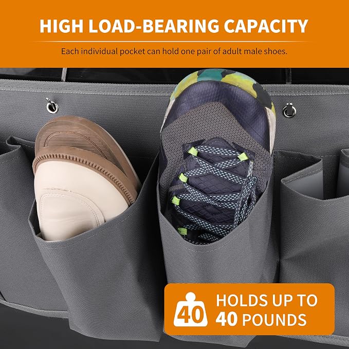 RVZONE RV Shoe Pockets 6 Large Pockets Heavy Hanging Bedside Storage Organizer with Sturdy Hooks for Shoes, Toys and Tools (Pack of 2) - Image 3
