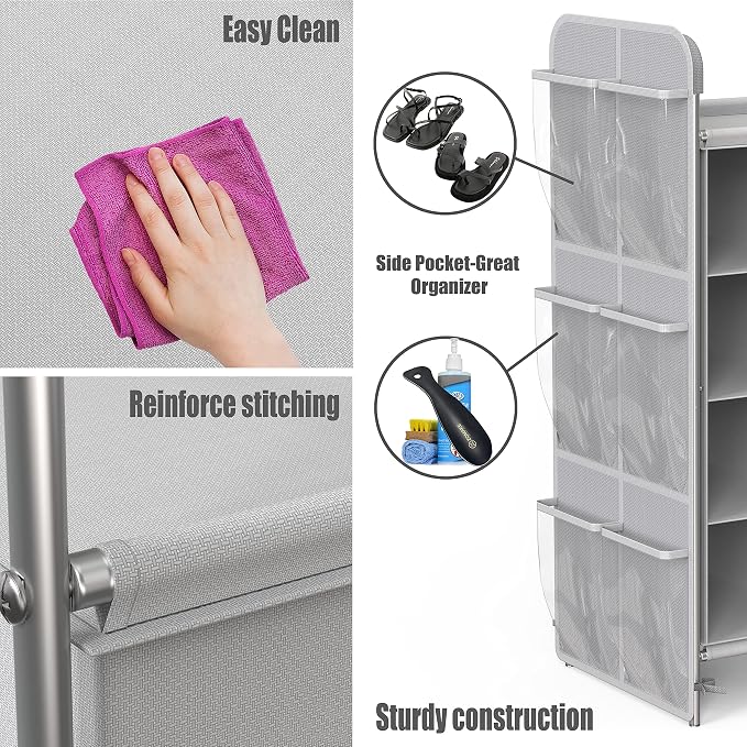 Simple Houseware 4-Tier 16 Cube Shoe Cubby Rack Organizer, Gray - Image 6