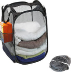 Simple Houseware Mesh Pop-Up Laundry Hamper with Side Pocket, 2 Pack, Black - Image 3